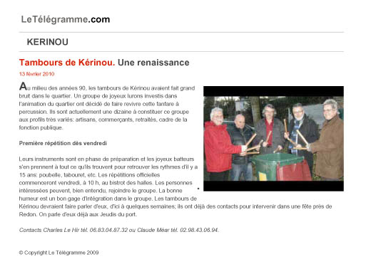 la renaissance des tambours de k�rinou