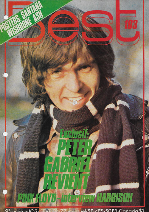 Best n�103 F�vrier 1977 Peter Gabriel cover