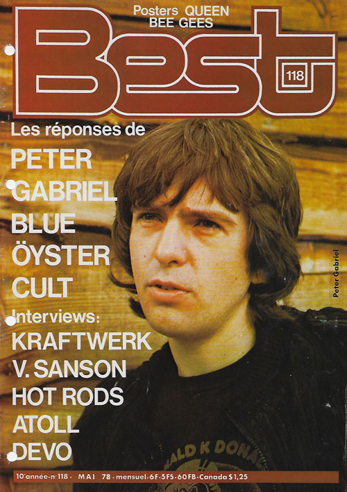 Best n� 118 Mai 1978 Peter Gabriel cover