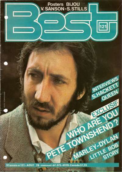 Best n� 121 Ao�t 1978 The Who Pete Townshend cover