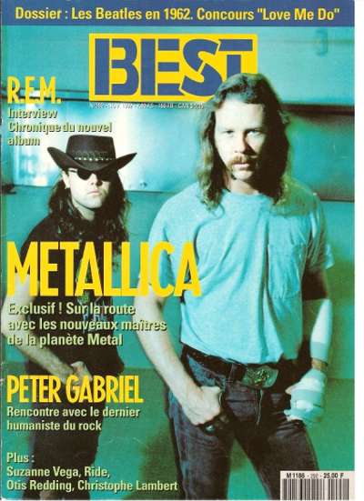 Best n� 292 Novembre 1992 Metallica cover