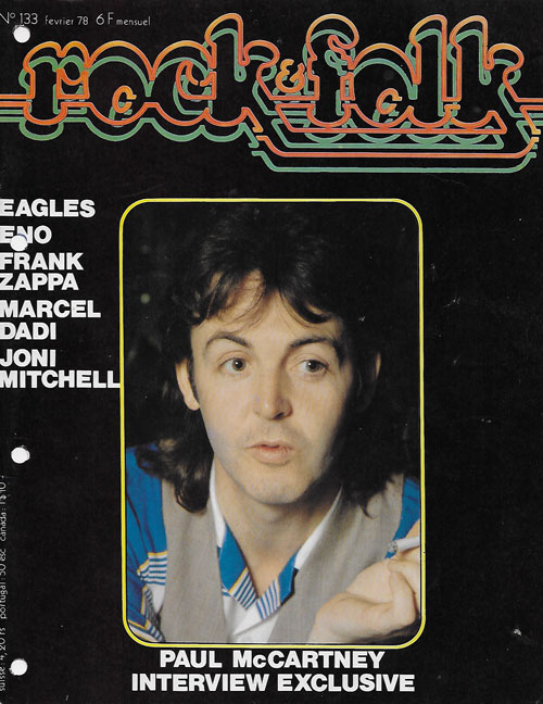 Rock & Folk n� 133 - F�vrier 1978 - Paul Mc Cartney cover