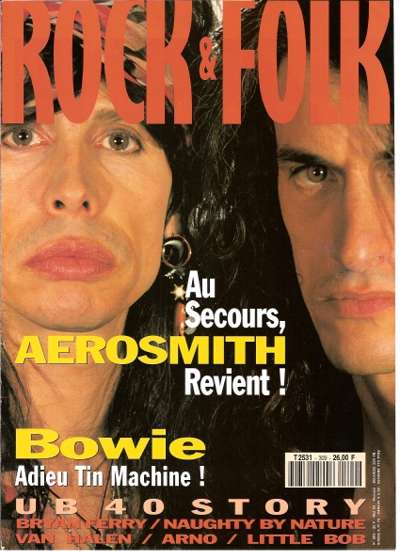 Rock & Folk n� 309  Mai 1993 Steven Tyler Joe Perry Aerosmith cover