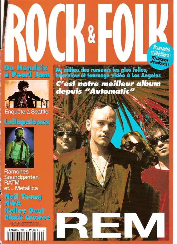 Rock & Folk n� 349 Septembre 1996 REM cover