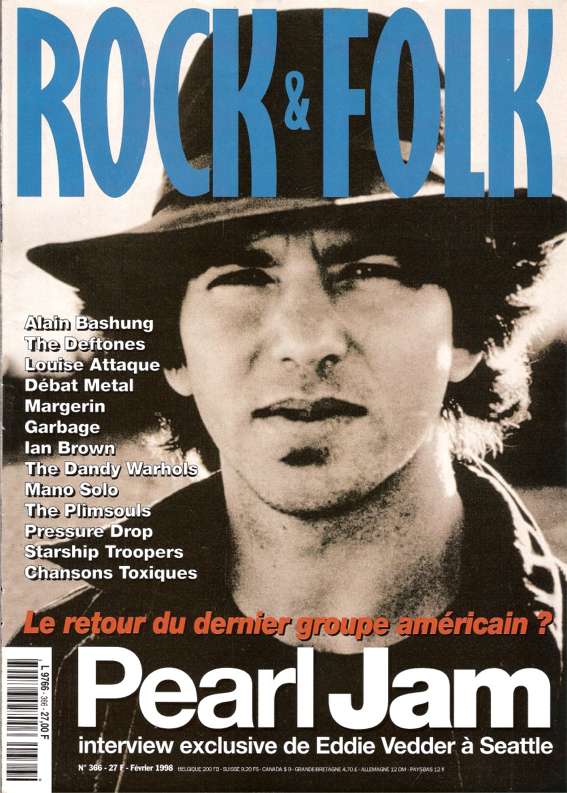 Rock & Folk n� 366 F�vrier 1998 Eddie Vedder Pearl Jam cover