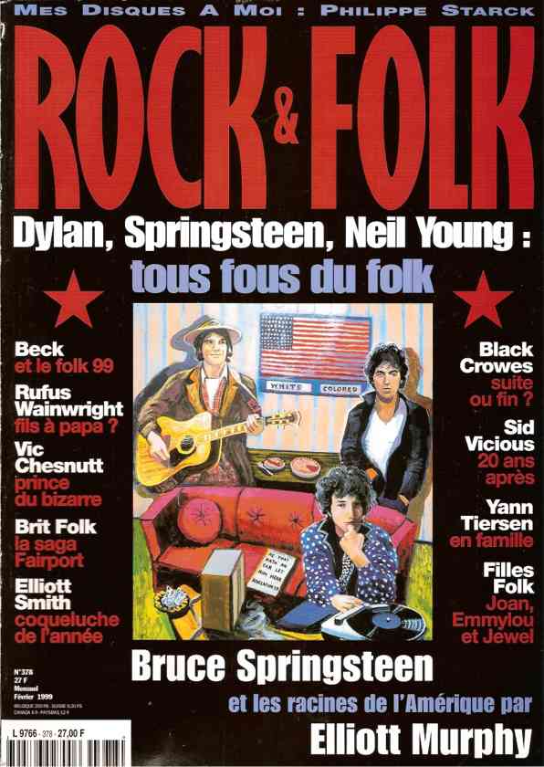 Rock & Folk n� 378 F�vrier 1999 F�vrier 1999 Neil Young Bruce Springsteen Bob Dylan cover