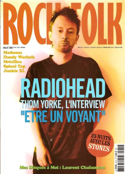 Rock & Folk n� 431 Juillet 2003 Tom Yorke Radiohead cover