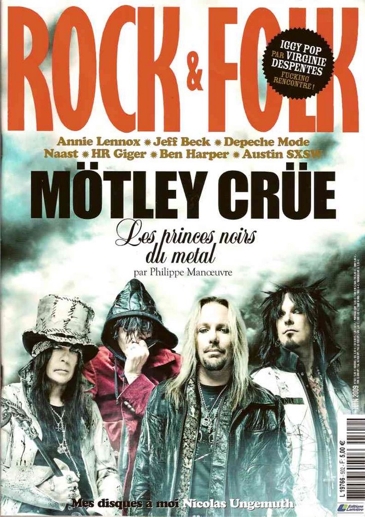 Rock & Folk n� 502 Juin 2009 M�tley Cr�e cover