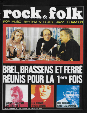 Rock & Folk n�25 F�vrier 1969 Brel Brassens Ferr� Hallyday Stones Eric Burdon