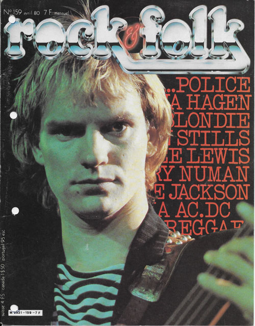 Rock & Folk n� 159 Avril 1980 Sting The Police cover