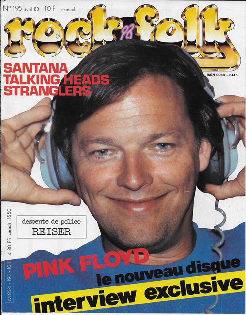Rock & Folk n� 195 Avril 1983 David Gilmour Pink Floyd cover