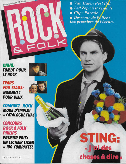 Rock & Folk n� 224 Novembre 1985 Sting cover