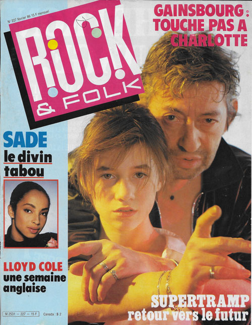 Rock & Folk n� 227 F�vrier 1986 Serge et Charlotte Gainsbourg cover