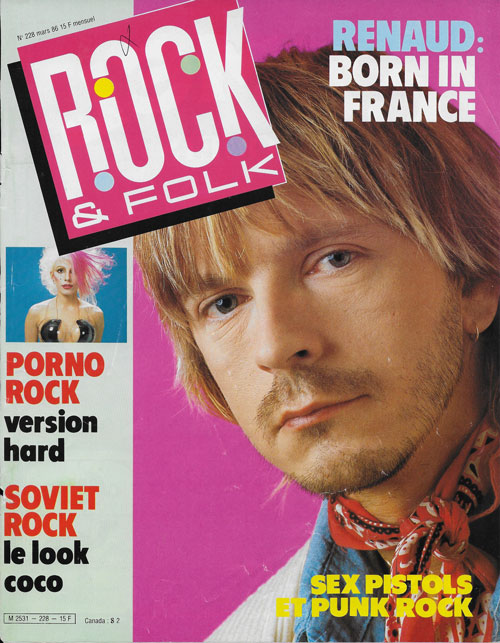 Rock & Folk n� 228 - Mars 1986 Renaud Cover