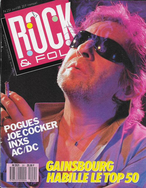 Rock & Folk n� 251 Avril 1988 Serge Gainsbourg cover