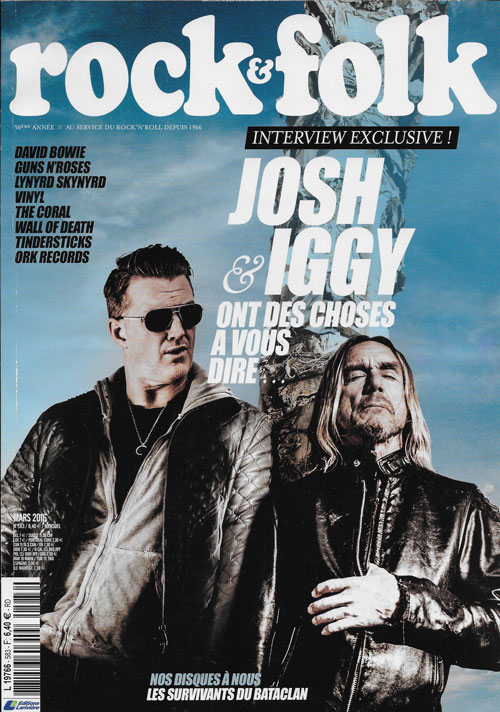 Rock & Folk n� 583  Mars 2016 Josh Homme et Iggy Pop cover