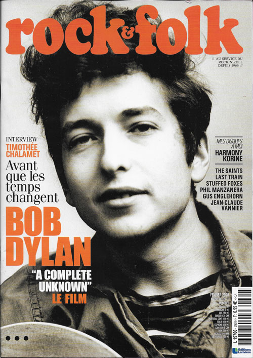 Rock & Folk 690 f�vreir 2025 Timoth�e Chalamet Bob Dylan