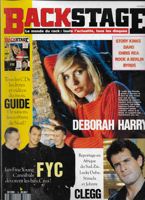 Backstage n� 6 D�cembre 1989 Deborah Harry Blondie cover