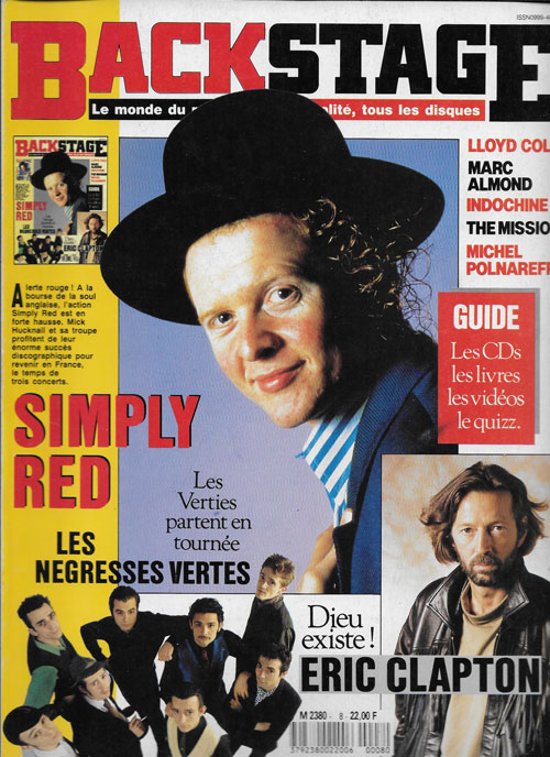 Backstage n� 8 F�vrier 1990 Simply Red cover