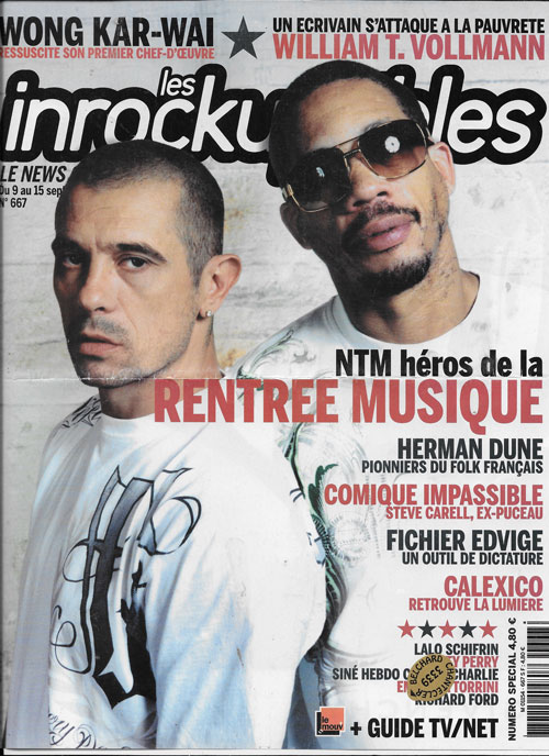 Les Inrockuptibles n� 667 Septembre 2008 NTM cover
