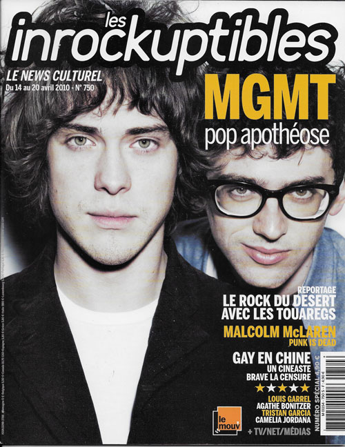 Les Inrockuptibes n� 750 Avril 2010 MGMT cover