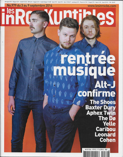 Les Inrockuptibles n� 979 - Septembre 2014 Alt-J cover