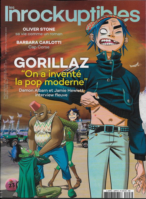 Les Inrockuptibles n� 1297 Octobre 2020 Gorillaz cover