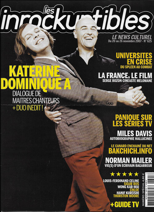 Les Inrockuptibles n�625 Novembre 2007 cover Katerine et Dominique A