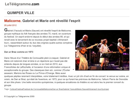 Gabriel Yacoub et Marie de Malicorne � Quimper